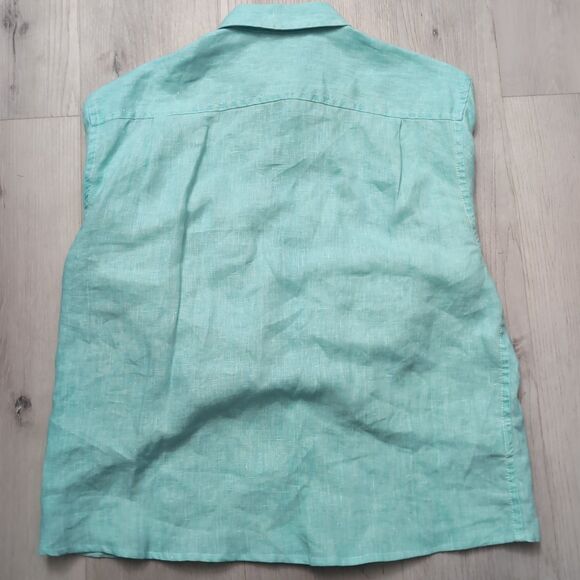 Tommy Bahama Shirt Mens M cfoamblu Medium Shortened 100% Linen LongSleeve Button - Picture 4 of 4